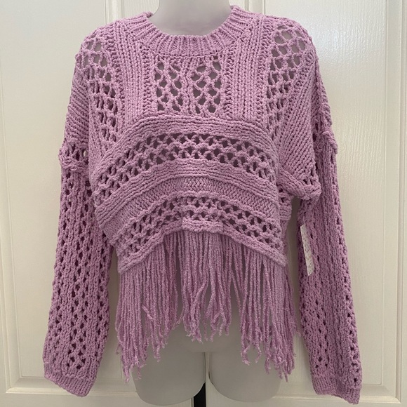 Free People Sweaters - NEW wTag-FREE PEOPLE Lilac Fringe Sweater XS